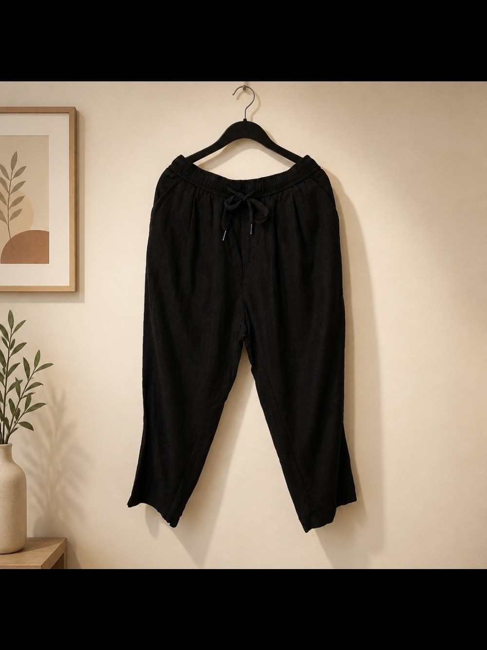 OwnLife Women's Black Pull On Drawstring Pants XL Casual Relaxed Fit